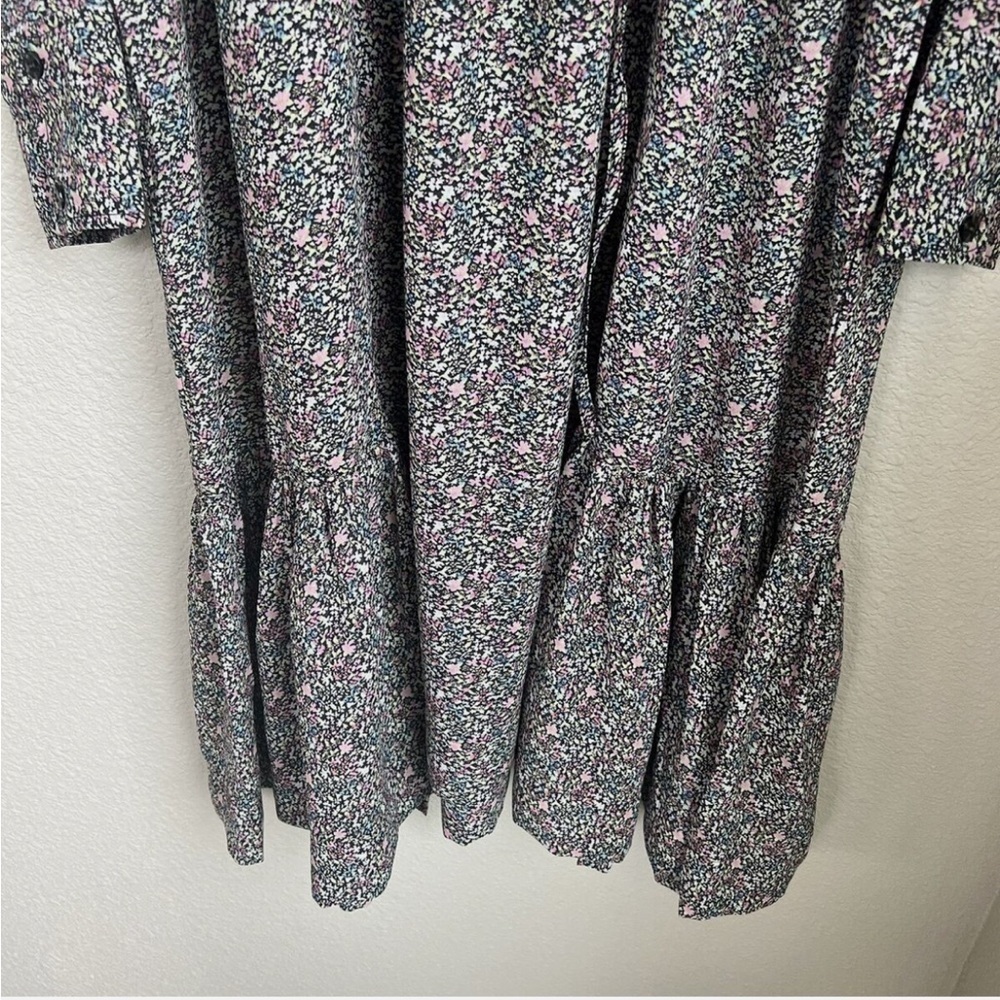 GANNI Ruffled Crepe Floral Print Midi Dress in Moonlight Mauve Size 36 / US 4 - Picture 13 of 16